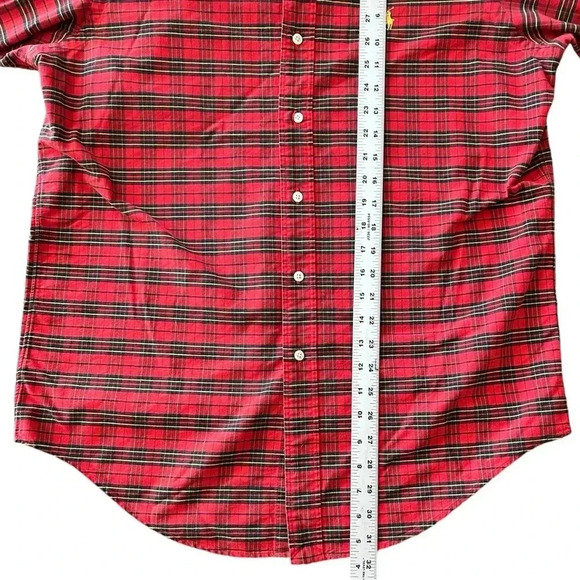 RALPH LAUREN Red Plaid Button Up Shirt sz M Medium Weight 100% Cotton Tartan - Picture 6 of 9